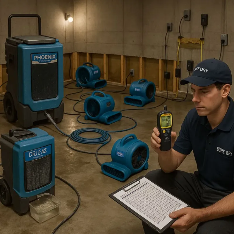 Structural Drying and Dehumidification process in North Great River, NY
